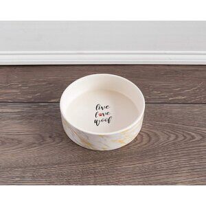 Park Life Designs White Gold Marbled Medium Pet Bowl 6-1/4 in Diameter 14005
